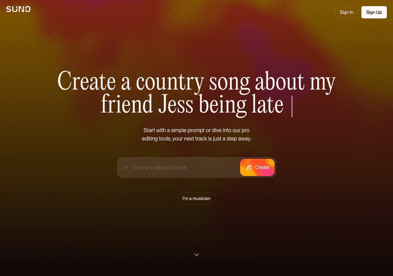 Suno AI Screenshot - Ranked #18 in Top 100 AI Tools